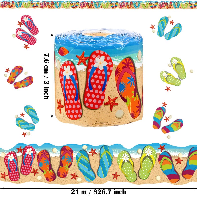 Panelee Summer Flip Flops Border 68.9 Feet Bulletin Board Border Butterflies Flowers Bee Space Inspirational Cute Decor for Classroom Bulletin Boards Chalkboard Wall Decor - Image 2