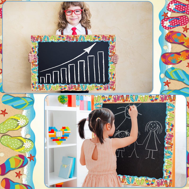 Panelee Summer Flip Flops Border 68.9 Feet Bulletin Board Border Butterflies Flowers Bee Space Inspirational Cute Decor for Classroom Bulletin Boards Chalkboard Wall Decor - Image 5