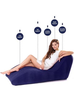 Executive LLC Inflatable Deck Chair with Air Pump, Lounger Sofa for Indoor Living Room Bedroom, Outdoor Travel Camping Picnic Beach Chaise Lounge Chair (Blue)  - Image 5