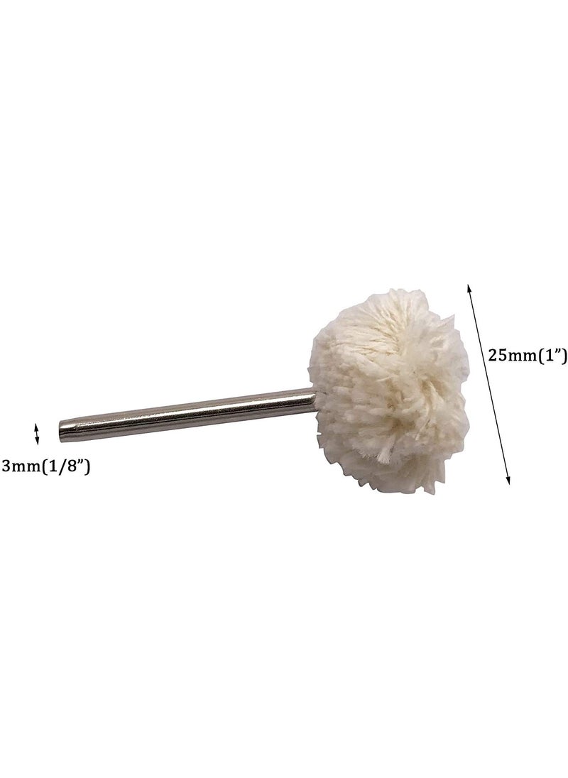 DIY Crafts DIY Crafts Pack Of 20 Pcs IvorySilver Colour Wool Polishing Wheel Cotton Mounted Buffing Rotary Tool 3mm Shank 20Pcs Fine PoPack Of 20 Pcs IvorySilver Colour  - Image 2