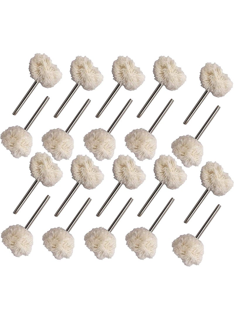 DIY Crafts DIY Crafts Pack Of 20 Pcs IvorySilver Colour Wool Polishing Wheel Cotton Mounted Buffing Rotary Tool 3mm Shank 20Pcs Fine PoPack Of 20 Pcs IvorySilver Colour  - Image 1