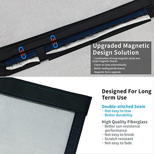 CHIYUNS Double Door Mesh Screen Magnetic Closure Heavy Duty for Sliding Door 72" x 80" Extra Long Magnet Bug Screens for French Doors, Self Closing Fiberglass Mosquito Net for Doorway, Keep Bugs Out - Image 4