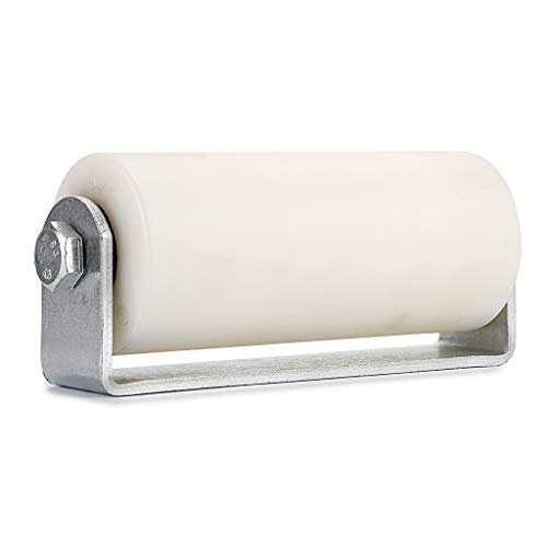 Skelang 6" Slide Gate Guide Roller with Post Welded Bracket, UHMW Hard Nylon Sliding Rolling Gates Guider, Heavy Duty Sealed Ball Bearing Side Roller Assembly (White - 6 inches) - Image 1