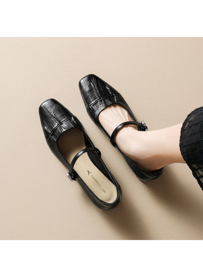 RED DRAGONFLY Spring 2026 New Arrival French Pleated Mary Jane Shoes One-strap Commuting Flats Women - Image 4