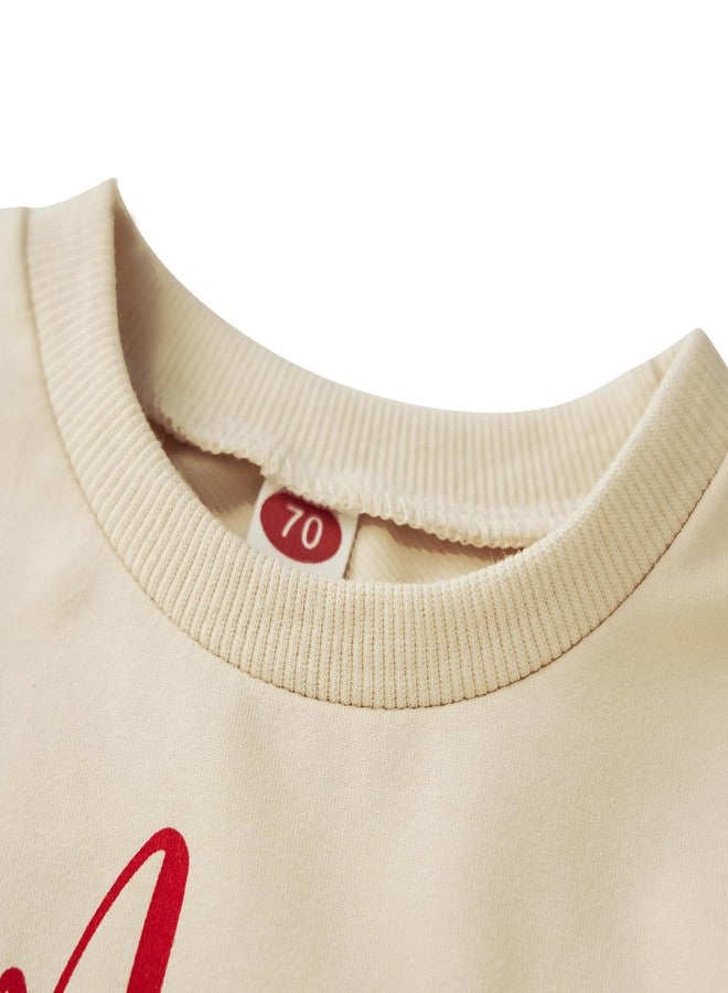 Karuedoo Mommy and Me Valentines Outfits Family Matching Shirts Letter Print Crewneck Long Sleeve Sweatshirt Pullover Top (Baby, 12-18 Months, Beige Red) - Image 4
