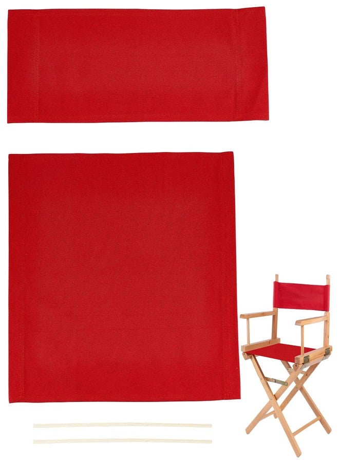 AHANDMAKER 1 Set Chair Replacement Canvas, Red Casual Directors Chair Cover Kit Replacement Canvas Seat and Back with Wood Stick Easy to Clean for Director Makeup Chair, 18.7x14.96/20.47x6.5 inch - Image 1