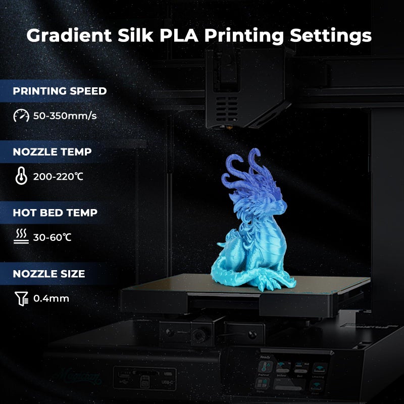 AMOLEN Shiny Silk PLA 3D Printer Filament, Shiny Gradient Silk Pla 1.75mm Azure Blue 3D Printing Filament 1KG/2.2lb - Image 4