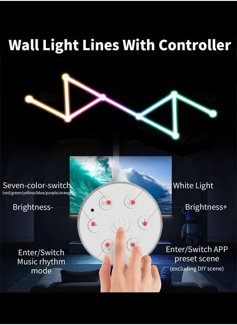 9 خطوط إضاءة LED ذكية واي فاي LED خطوط إضاءة حائطية 16M+ لون LED خافت للموسيقى ومزامنة الألعاب وغرفة النوم، مجموعة قضبان إضاءة لتزيين الحائط المنزلي تعمل بوضع مزدوج سيمفوني ضوء حائط بلاستيكي متعدد الألوان