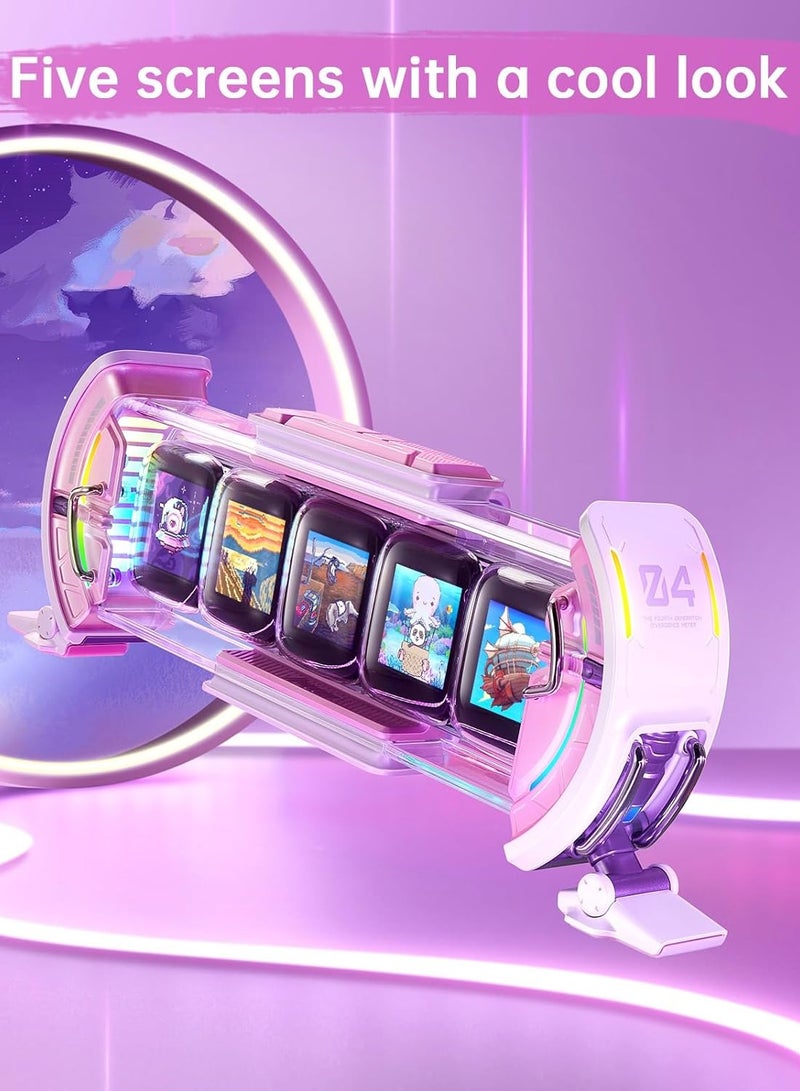 Divoom Times Gate - Cyberpunk Gaming Setup Digital Clock with Smart APP Control, WiFi Connect, RGB LED Display, Personalized Dashboard, Pixel Art for Gaming Room & Office Decor(Pink)
