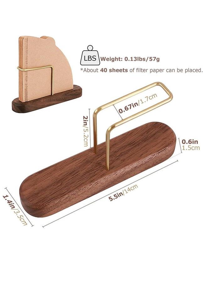 HOMESTAR - Walnut Base Coffee Filter Holder,Pure Brass Paper Storage Rack,Filter Container Stand Suitable For V60 and Fan Shape Flat-bottomed Pour Over - Image 1