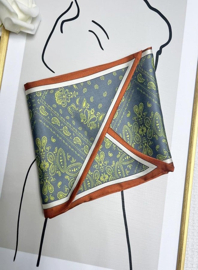 Julunar Hair Scarf for Women Silky Long Neck Head Scarves Purse Bag Scarfs for Handbag Satin Headscarf, 027.green Paisley, Long - Image 2