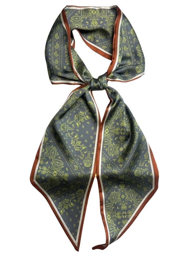 Julunar Hair Scarf for Women Silky Long Neck Head Scarves Purse Bag Scarfs for Handbag Satin Headscarf, 027.green Paisley, Long - Image 1
