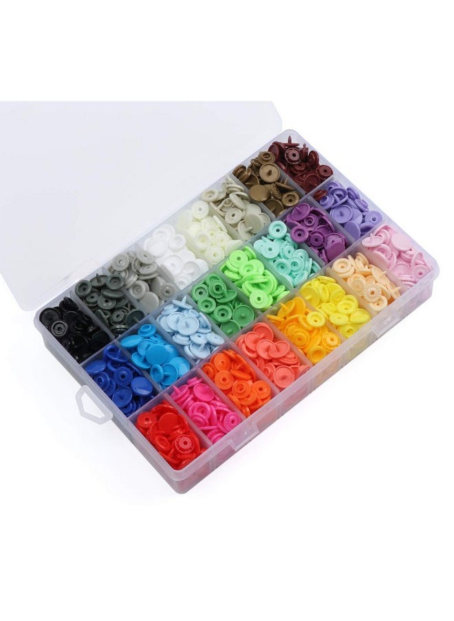 ilauke 408 Sets Plastic Snap Buttons No Sew T5 Snaps With Organizer Storage Case For Bibs Diapers Crafts  - Image 1