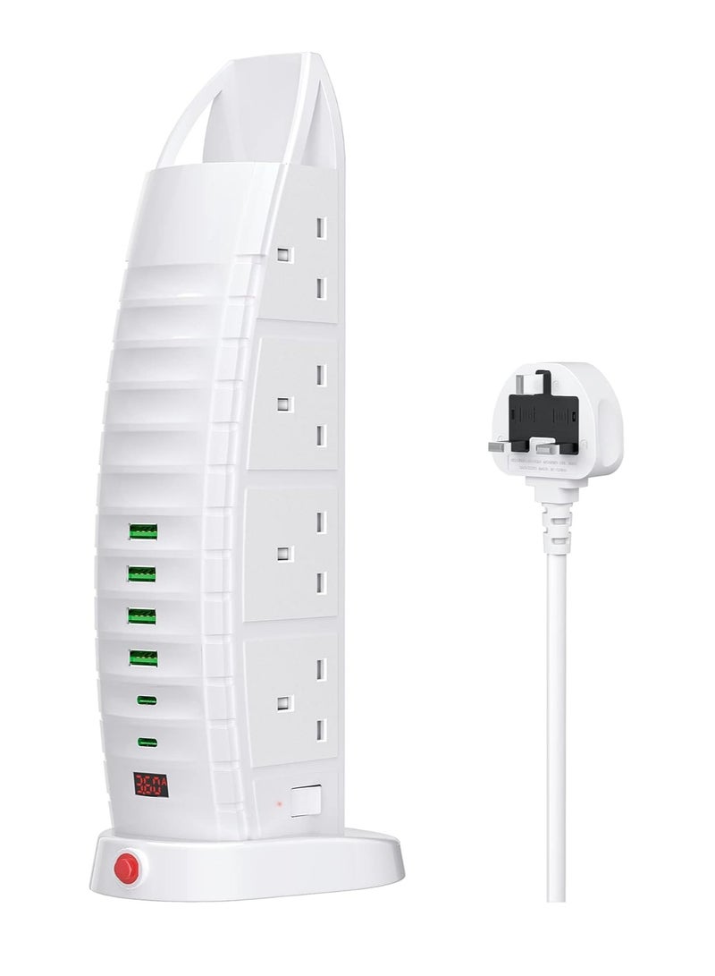 Sailboat Tower Extension Board with USB A and USB C Port with Universal Sockets  with Master Switch and Safety Shutter Multi Plug Socket with 2 Type C  - Image 1