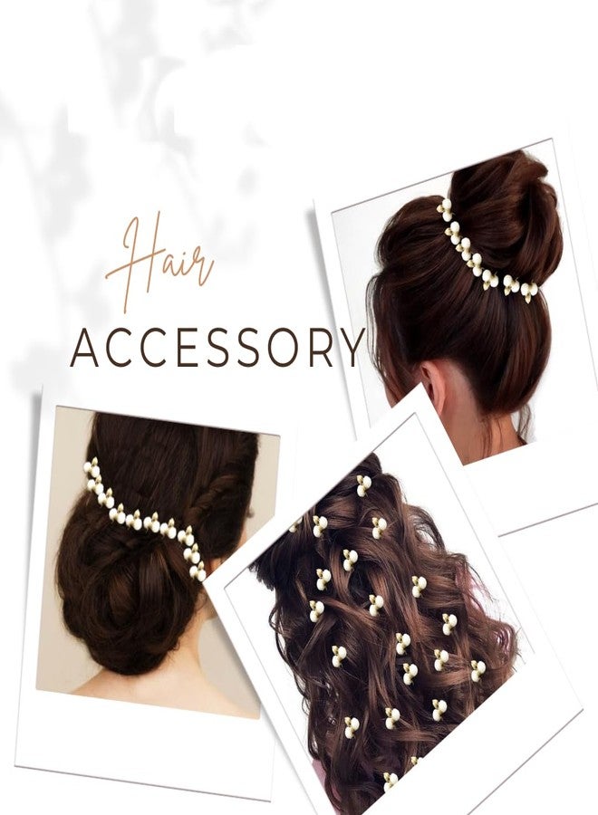 Ansh Attractive Artificial Metal Floral Hair Pins | White and Golden Pearls Clips/Juda Pins | Hair Accessories for Women & Girls (Combo Pack of 1580 & 2400) - Image 4