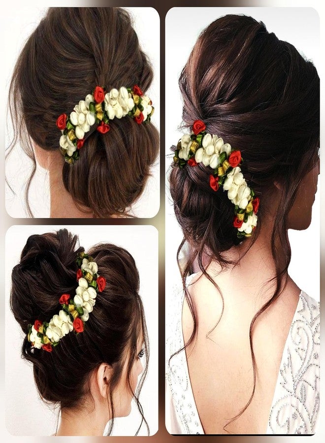 Ansh Attractive Artificial Metal Floral Hair Pins | White and Golden Pearls Clips/Juda Pins | Hair Accessories for Women & Girls (Combo Pack of 1580 & 2400) - Image 2