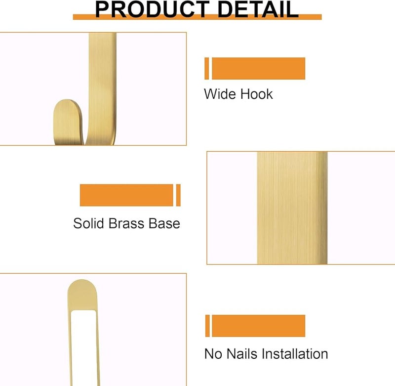 6 قطع من خطافات الحائط النحاسية ذاتية اللصق 3.07 إنش، متينة، على طراز المفاتيح العتيقة لتعليق المعاطف والمناشف - Image 5