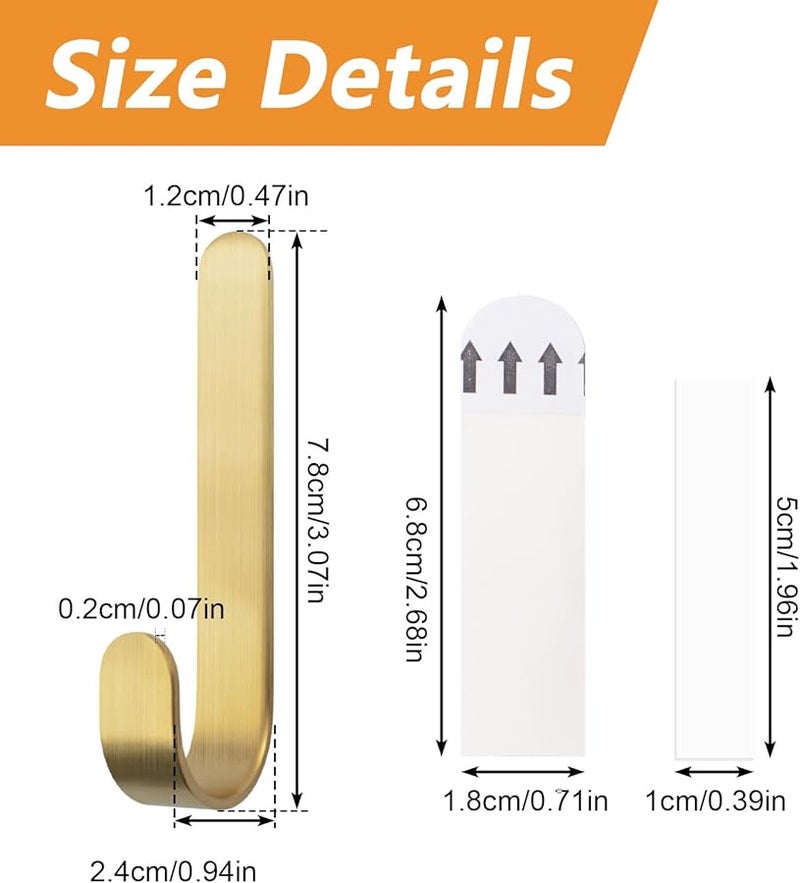 6 قطع من خطافات الحائط النحاسية ذاتية اللصق 3.07 إنش، متينة، على طراز المفاتيح العتيقة لتعليق المعاطف والمناشف - Image 3
