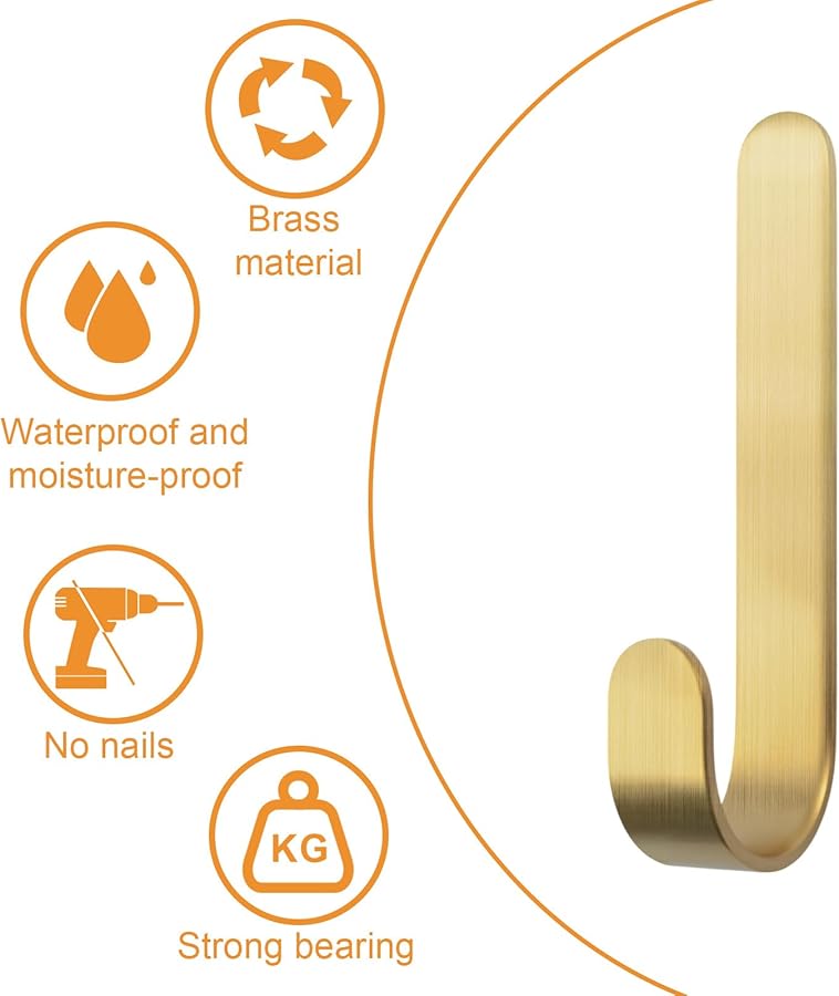 6 قطع من خطافات الحائط النحاسية ذاتية اللصق 3.07 إنش، متينة، على طراز المفاتيح العتيقة لتعليق المعاطف والمناشف - Image 4