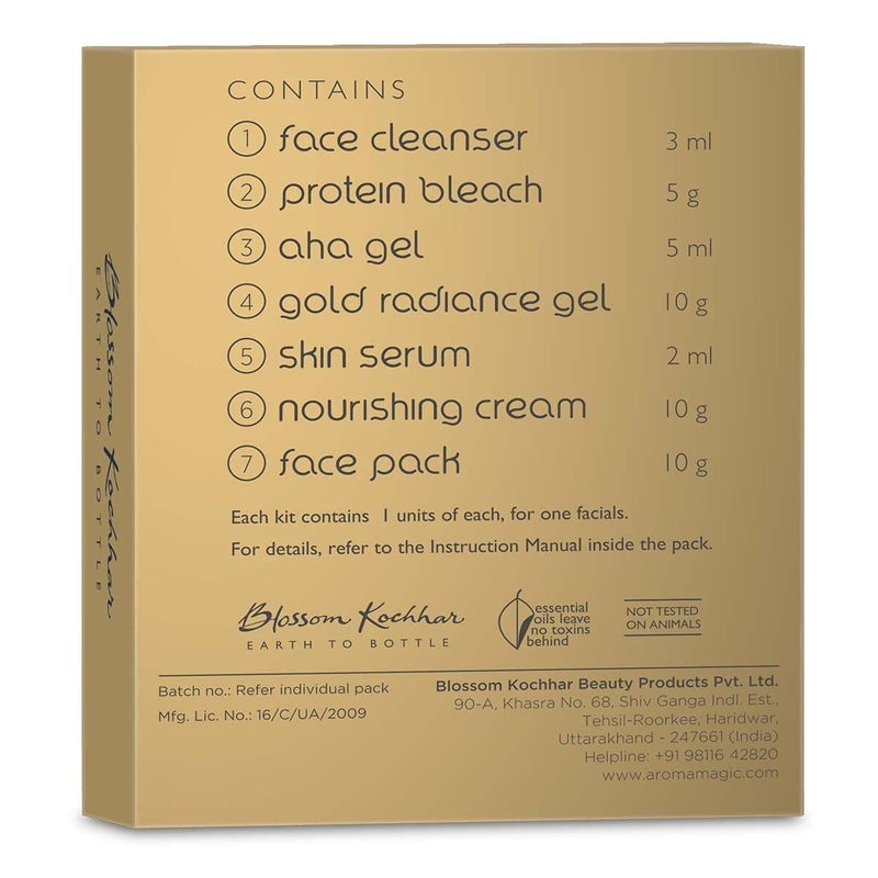 Aroma Magic Gold Facial Kit - Single Use | 7 Steps Skincare Set | Firming & Toning Facial Kit | Enhance Dull Skin for Youthful & Radiant Glow | for All Skin Types - Image 4