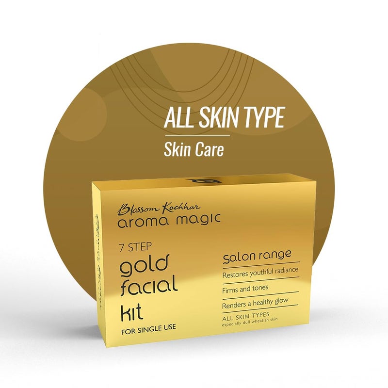 Aroma Magic Gold Facial Kit - Single Use | 7 Steps Skincare Set | Firming & Toning Facial Kit | Enhance Dull Skin for Youthful & Radiant Glow | for All Skin Types - Image 1