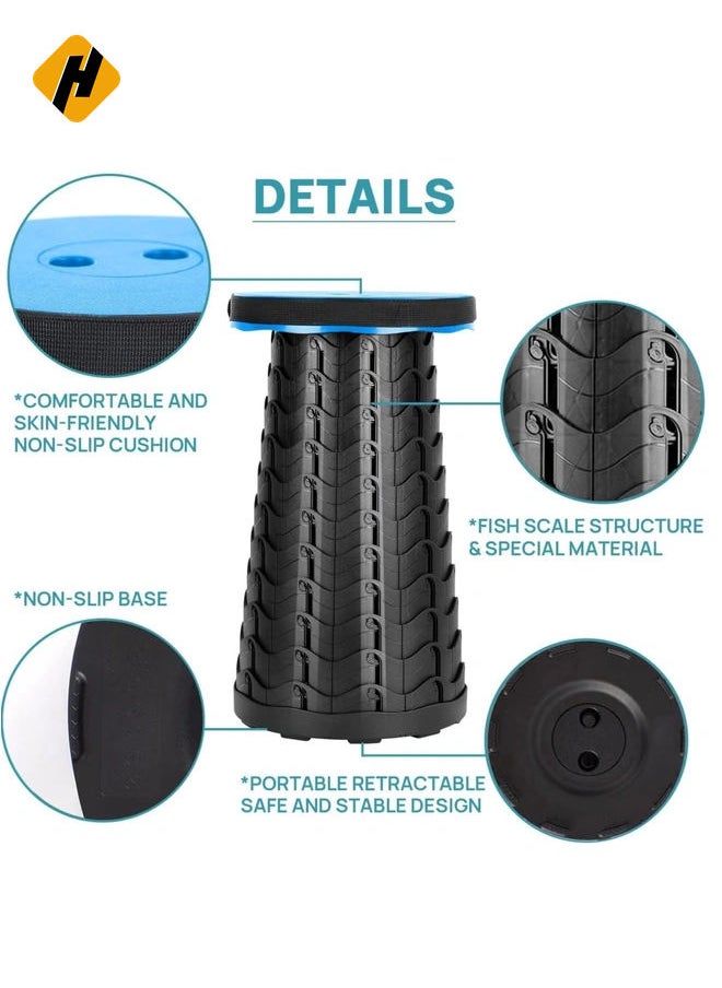 HuHa Retractable Folding Stools, Portable Camping Stool, Collapsible Stool Lightweight Yet More Sturdy for Fishing,Hiking Tours, BBQ, Parties, Outdoor Activities, Max Load 600lbs  - Image 2