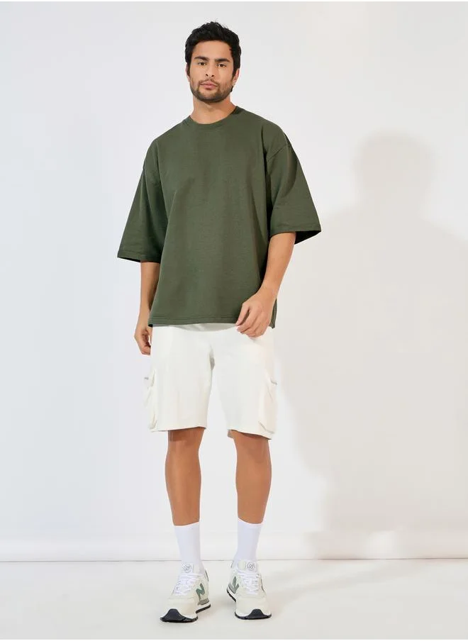 Styli Boxy Fit Terry T-Shirt with Turn-Up Sleeve