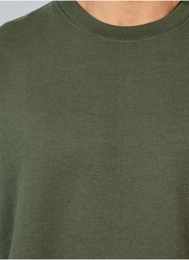 Styli Boxy Fit Terry T-Shirt with Turn-Up Sleeve
