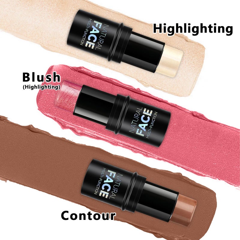 LemonSac 3Pcs Cream Contour Stick Makeup Kit, Shades with Highlighter, Blush and Bronzer Contour Stick for Sculpt the Cheeks, Long Lasting, Waterproof, Matte & Dewy Finish LIGHT(1+3+4) - Image 2
