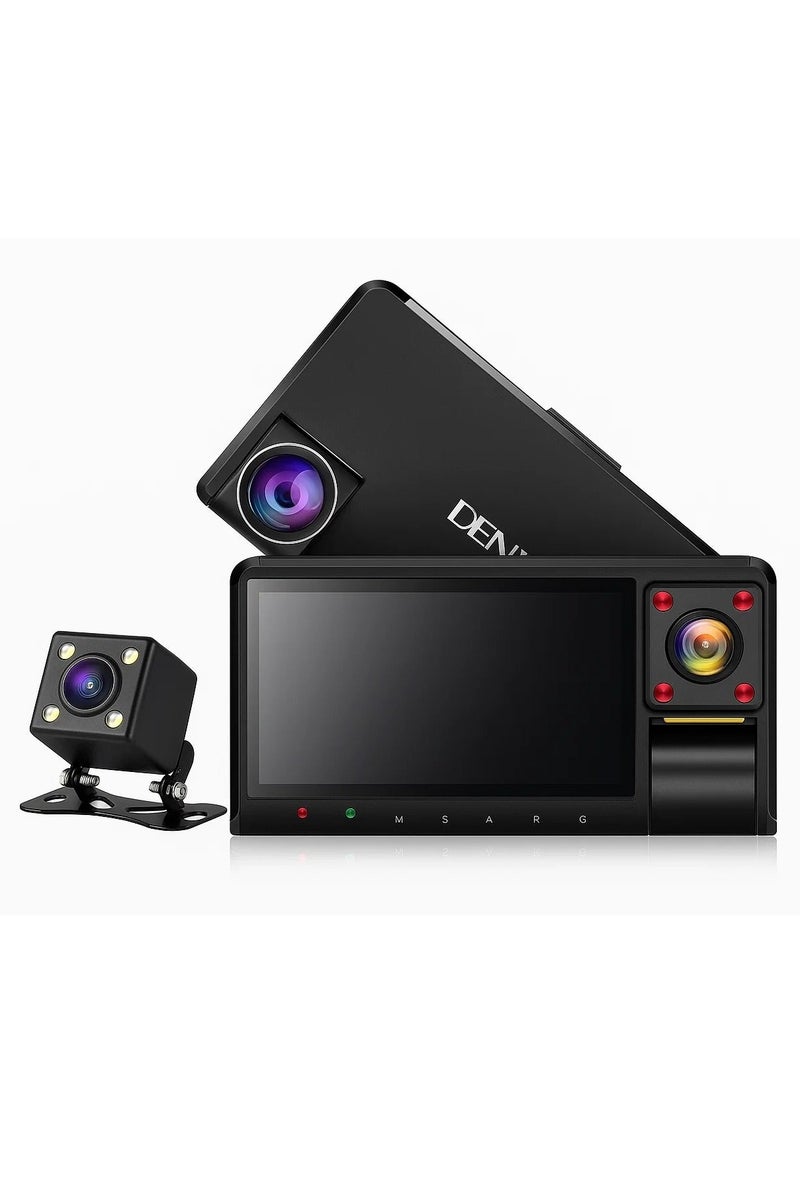 Denx DX3617 Dashcam with 3 Cameras | Full HD Recording, Night Vision, G-Sensor, Supports 128GB TF Card - Image 2