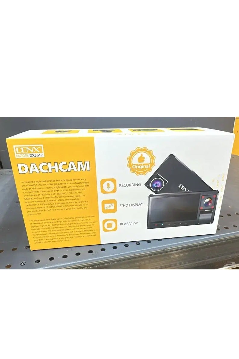 Denx DX3617 Dashcam with 3 Cameras | Full HD Recording, Night Vision, G-Sensor, Supports 128GB TF Card - Image 3