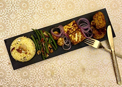 Labzio Home - STYLISH SERVING FOOD PLATTER for SNACKS/ELEGANT CHEESE BOARD/MODERN DIP TRAY, Slate 14"X 4" rectangle - Image 1