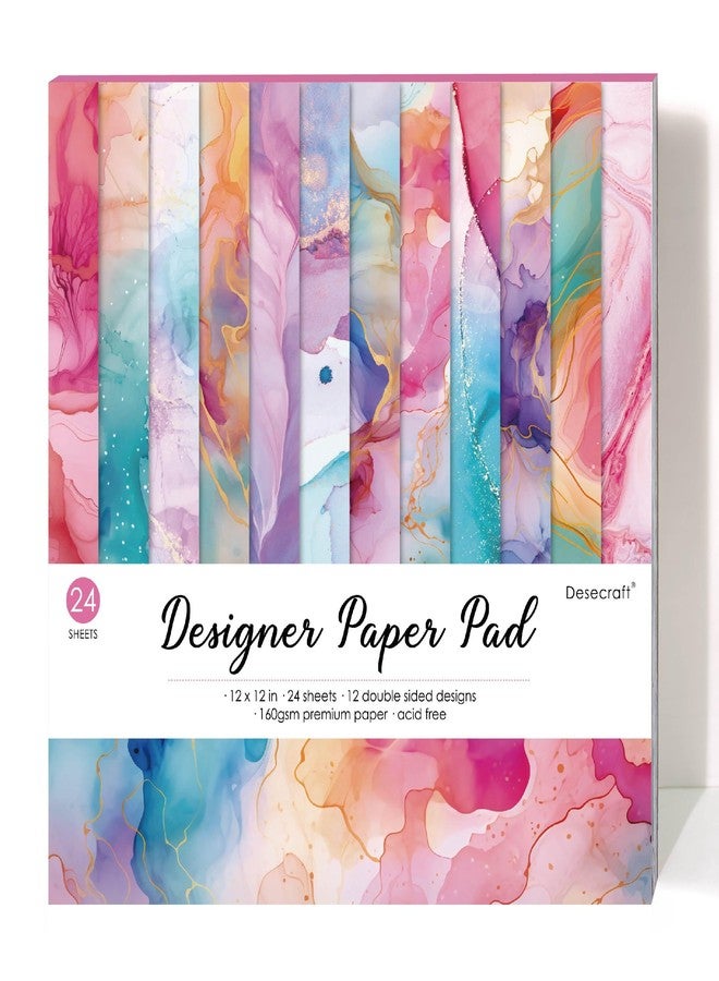Desecraft 12x12 Candy Marble Scrapbook Cardstock Decorative Paper for Card Making Journaling Planner Origami Decopage Decorative Spring Scrapbook Paper - Image 1