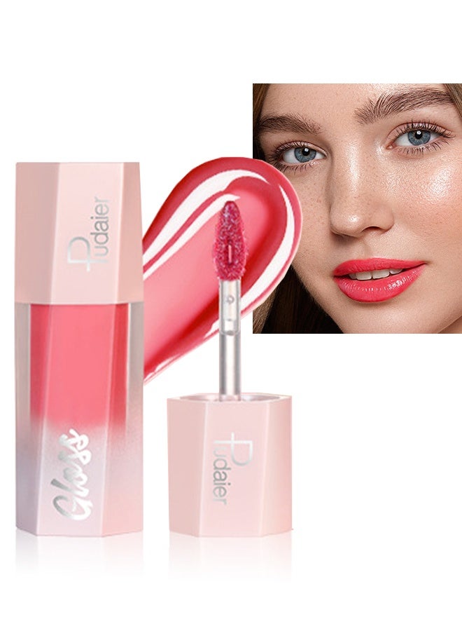 pudaier Ultra Glossy Lip Gloss, Diamond Matte Lip Oil, Gloss Glitter Metallic Liquid Lipstick, Glitter Shimmer Lip Glaze ,Shimmery Finish High Pigment Long Lasting Lip Gloss ,Tint Makeup #08 - Image 1