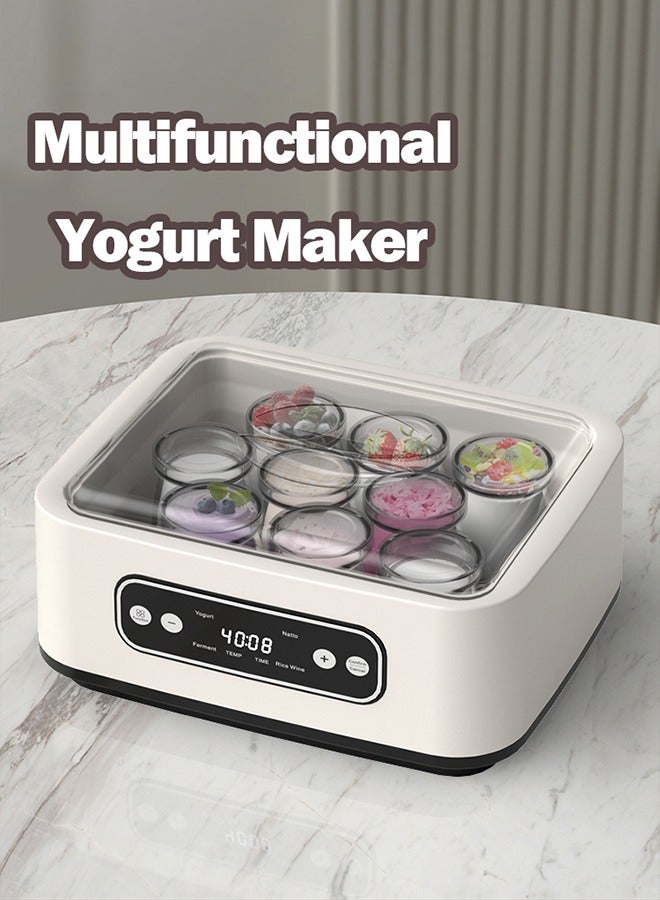 XiuWoo 1.6L Large Capacity Probiotic Yogurt Maker Adjustable Constant Temperature Yogurt Maker Versatile Health Yogurt Maker with 9 Cups and 1 Stainless Steel Container - Image 1