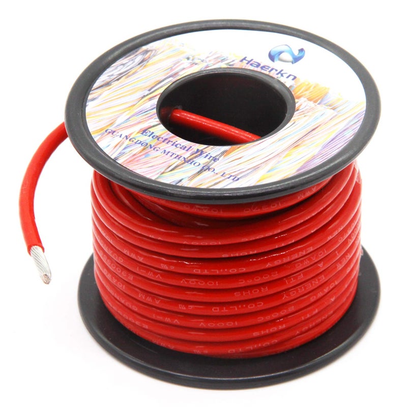 Marine Grade 10 AWG 1000V Automotive High Temperature Wire Stranded Tinned Copper Red 25FT