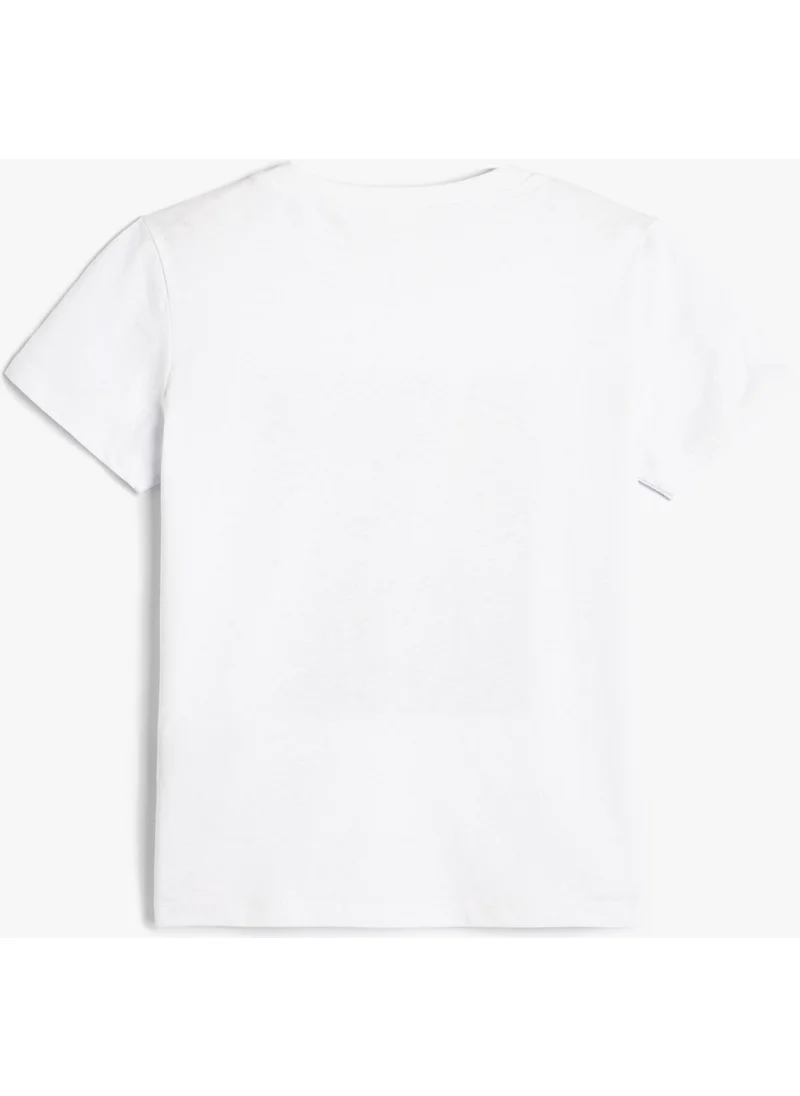 KOTON T-Shirt Short Sleeve Crew Neck Surf Printed Cotton