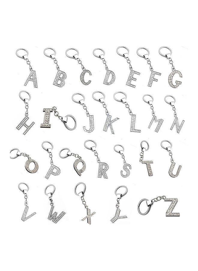 NIBEMINENT Stylish Alphabet Rhinestone Inlaid Pendant Keychain Key Ring Holder Bag Hangings  - Image 3