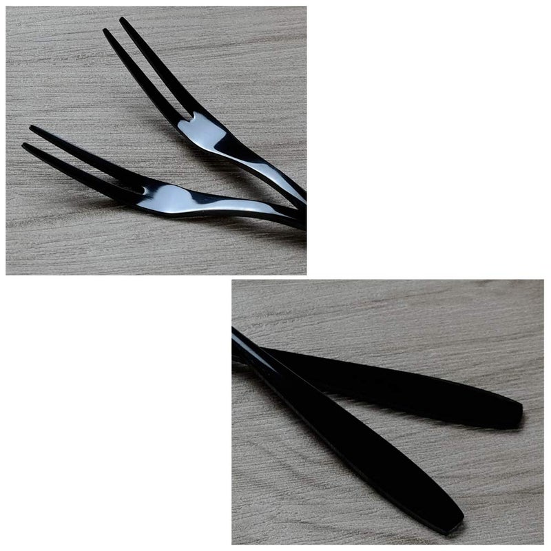 Wekioger 12 Piece Mini Cake Fork  Black Stainless Steel Fruit Fork - Image 5