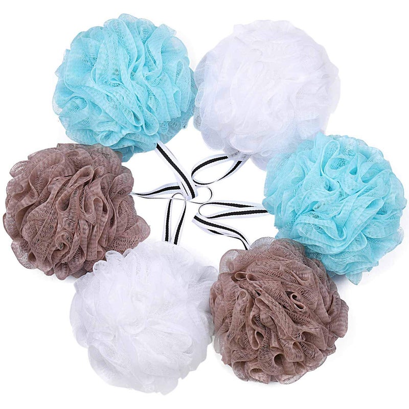 Tbestmax Bath Loofah Shower Sponge Pouf Body Scrubber Exfoliator Scrubber Ball (Set of 6) - Image 1