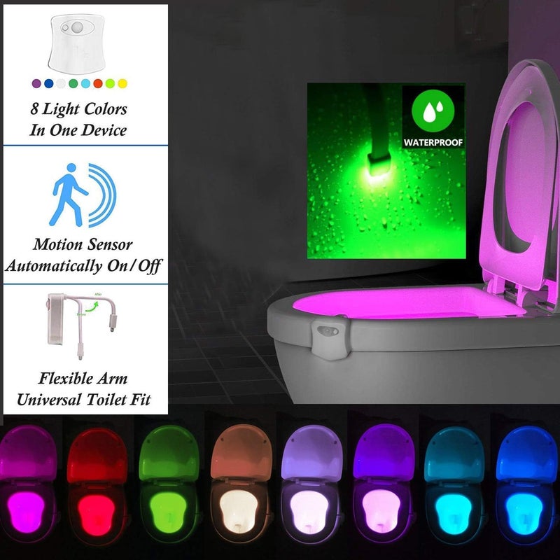 Zezhou The Original Toilet Night Light Gadget, Fun Bathroom Lighting Add on Toilet Bowl Seat, Motion Sensor Activated LED 9 Color Modes - Weird Novelty Funny Birthday Gag Gifts for Men, Dad, Kids & Toddlers - Image 4