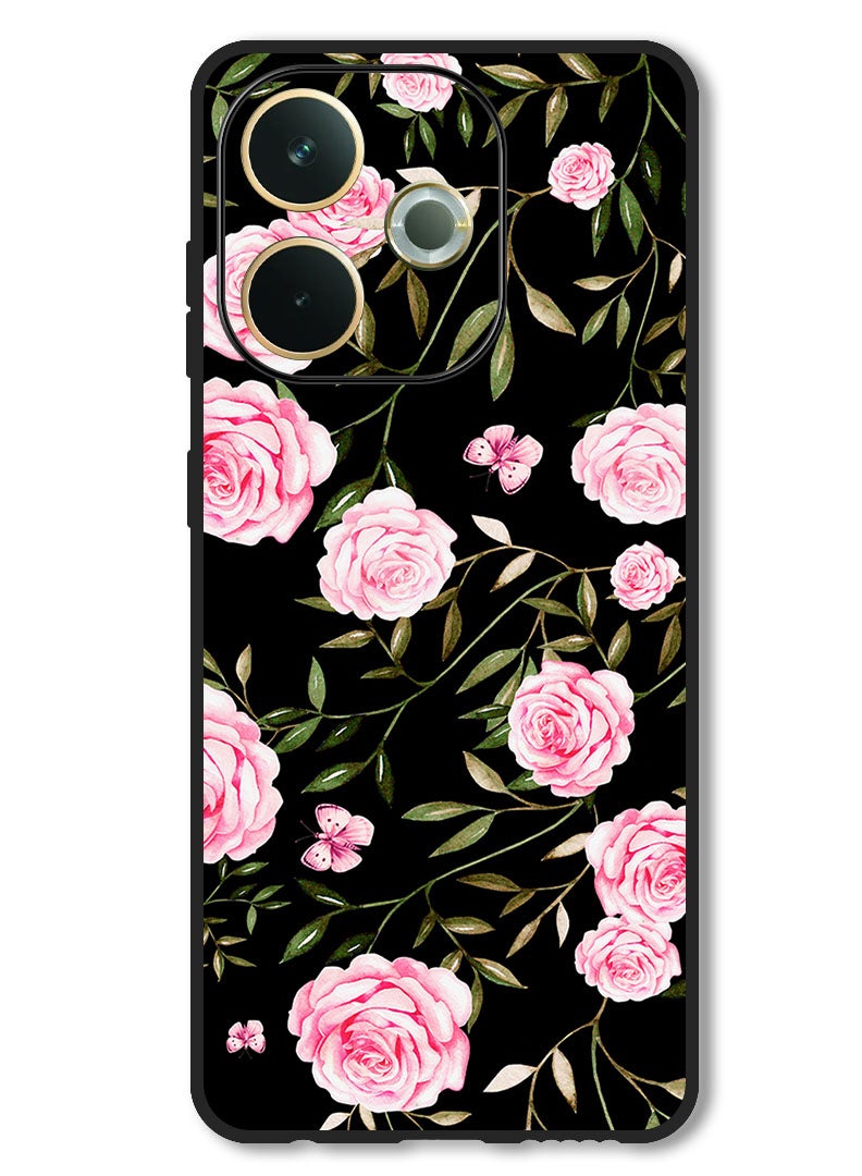 Theodor Case Compatible with Oppo A5 Pro Protection Shockproof Bumper Cover Rose In Bunches Of Small Leaves - Image 1