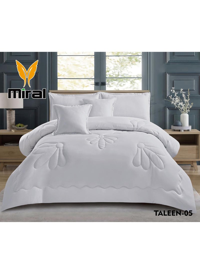 ميرال طقم مفرش نفر ونص - 4 قطع فاخرة (لحاف 160x210 + شرشف دائري 120x200 + تلبيس مخدة 70x45 + تلبيس مخدة ديكور 45x45) - تصميم أنيق ومريح
