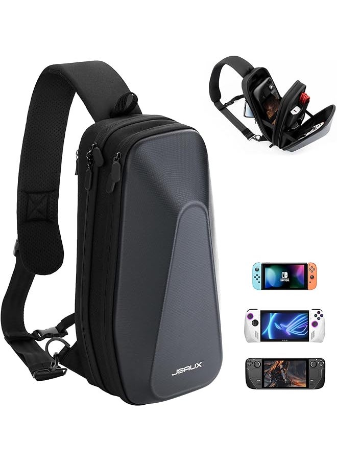 erorex - Carrying Case For Steam Deck Console & Rog Ally Devices Hard Shell Protective Crossbody Double Layer Backpack With Multi Pockets For Ac Adapter Steam Deck Docking Station&Accessories Bg0105A - Image 1