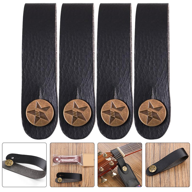 4pcs PU Leather Guitar Neck Strap Guitar Headstock Strap Instrument Supply - Image 1