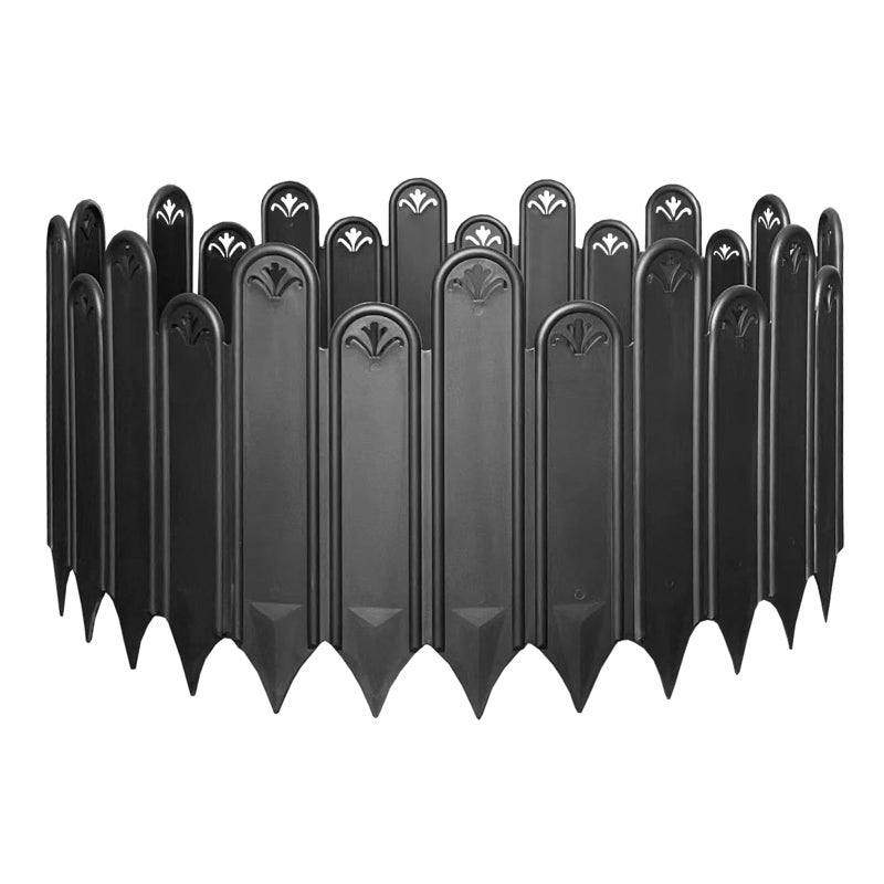 RUCOIN Garden Edging - 20pcs Plastic Garden Fence Edging,Single Piece Garden Fence Border Size:9.8 * 8inch, Decorative Lawn Landscape Panels Elements(Black) - Image 1