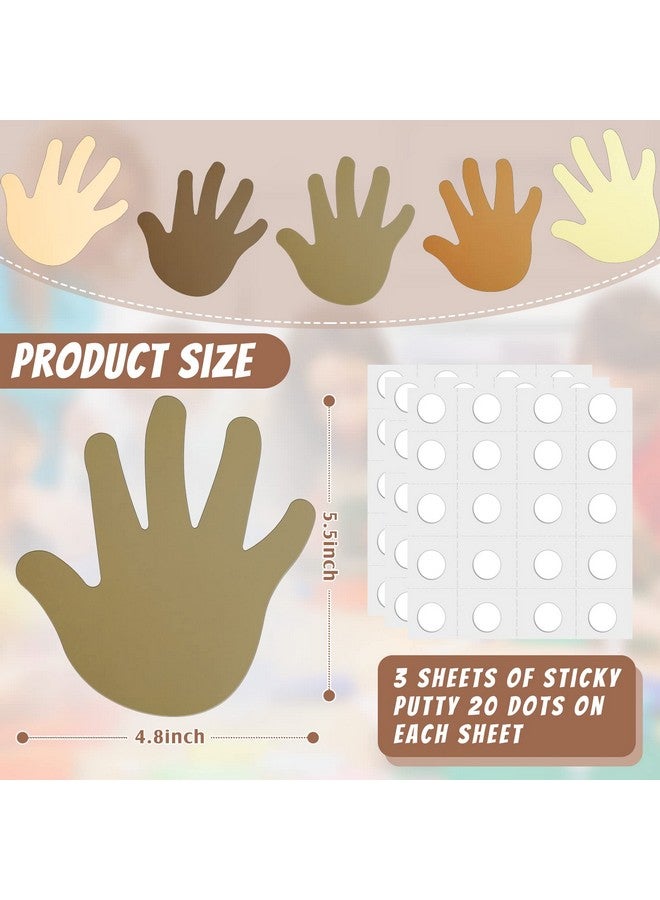 Eersida Multicultural Hand Cut Outs Skin Tone Handprint Accents Paper Cutouts Name Tags Bulletin Board Classroom Decoration For Teacher Student Back To School Party 5.5 X 4.8 Inch (100 Pieces) - Image 3