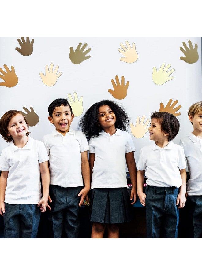 Eersida Multicultural Hand Cut Outs Skin Tone Handprint Accents Paper Cutouts Name Tags Bulletin Board Classroom Decoration For Teacher Student Back To School Party 5.5 X 4.8 Inch (100 Pieces) - Image 5