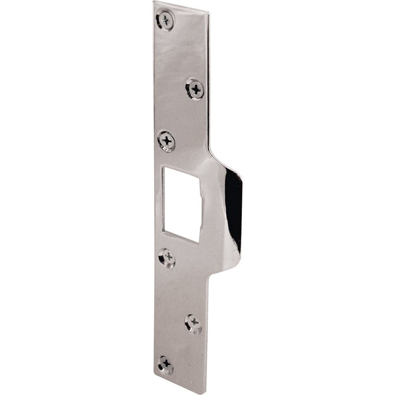 Prime-Line U 9476 Maximum Security Latch Strike, 1-1/4 In. x 7-7/8 In., Steel, Chrome Plated (Single Pack) - Image 1