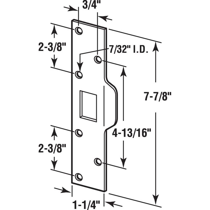 Prime-Line U 9476 Maximum Security Latch Strike, 1-1/4 In. x 7-7/8 In., Steel, Chrome Plated (Single Pack) - Image 2